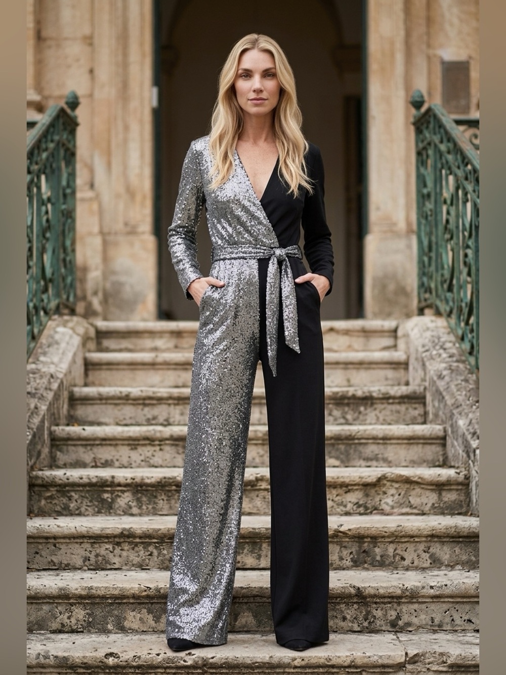 Women's Jumpsuit with Belt -Size Small
